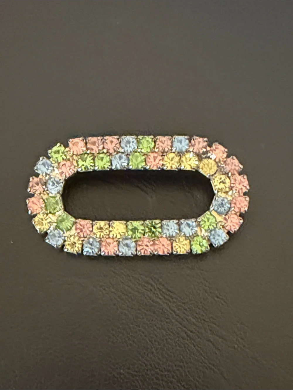 Multicolor Rhinestone Oval Buckle